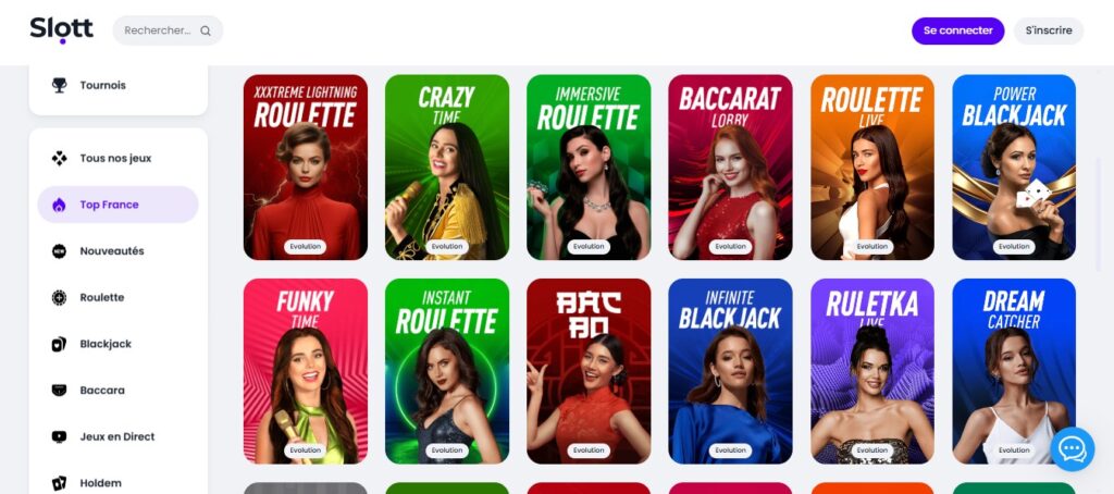 jeux en direct sur Slott casino