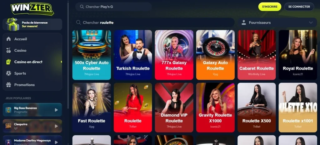 jeux de table sur Winzter Casino