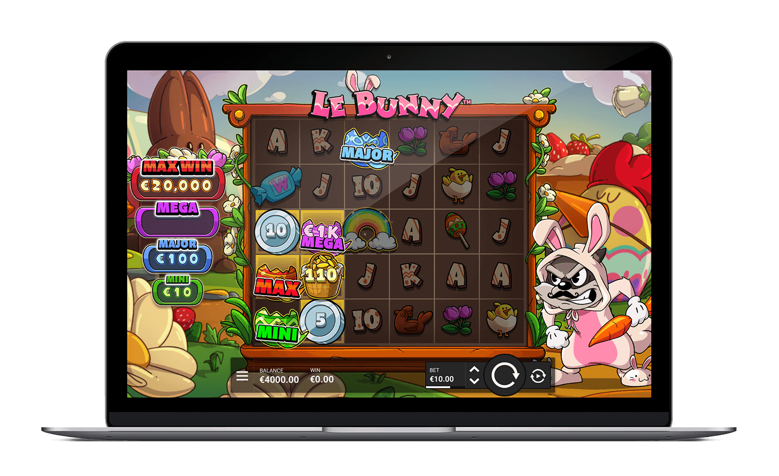 Le Bunny de Hacksaw Gaming affiché sur desktop et mobile, grille Cluster Pays 6x5 avec Golden Squares actifs