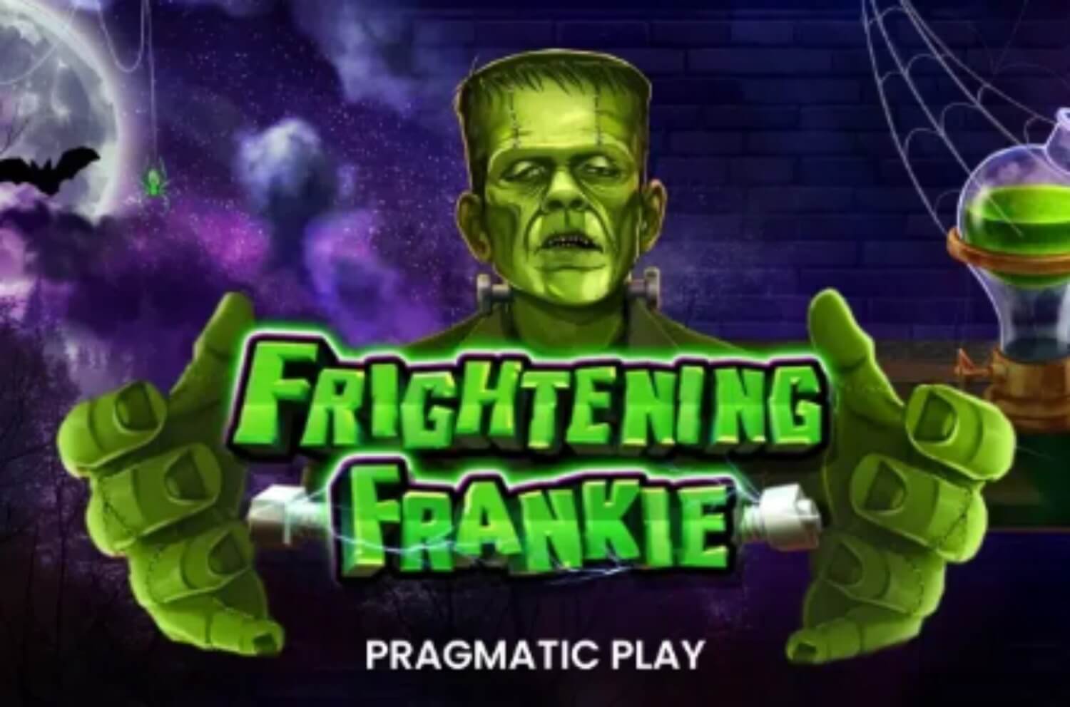 Grille 5x3 de Frightening Frankie avec le Wild Frankie actif et symboles Lightning alignés sur les rouleaux