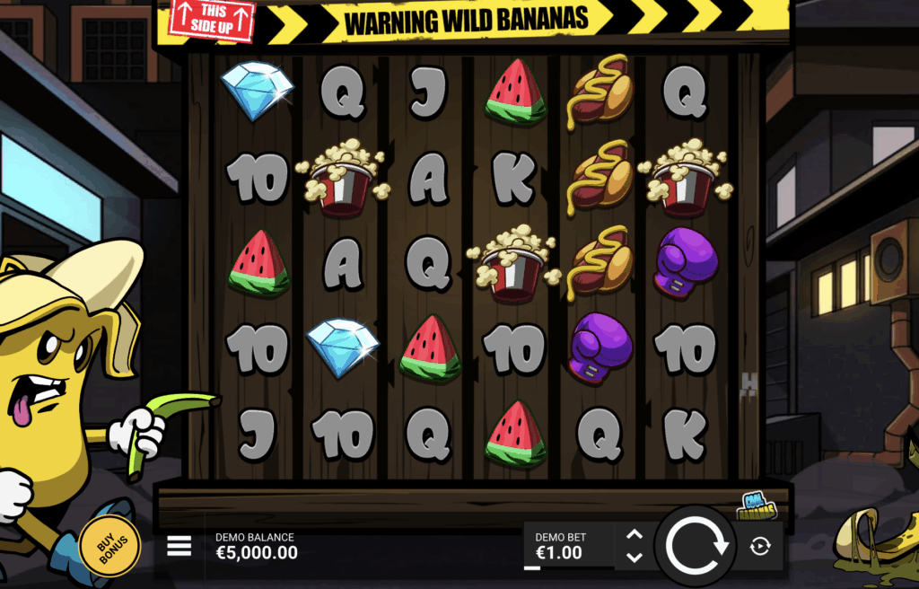 Écran free spins de FRKN Bananas pendant la Bananza! avec multiplicateurs en cours d'accumulation