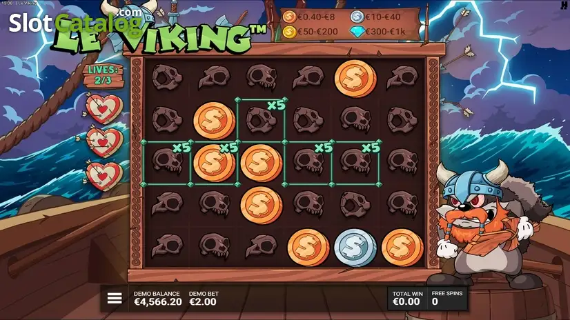 Écran Berserk Free Spins de Le Viking avec cadres multiplicateurs x2 actifs et symboles Cauldron sur la grille