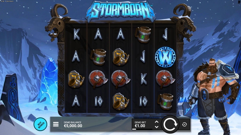 Écran Thunder Respins de Stormborn avec pièces or affichant 500x et coffres collecteurs actifs sur la grille