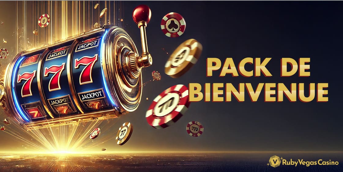 Page bonus de bienvenue Ruby Vegas affichant le pack 3 dépôts 2 000 € et 200 tours gratuits
