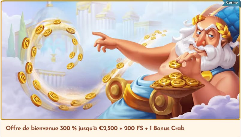Page bonus de bienvenue de BetHall Casino présentant le pack 100% jusqu'à 2 500 euros sur trois dépôts