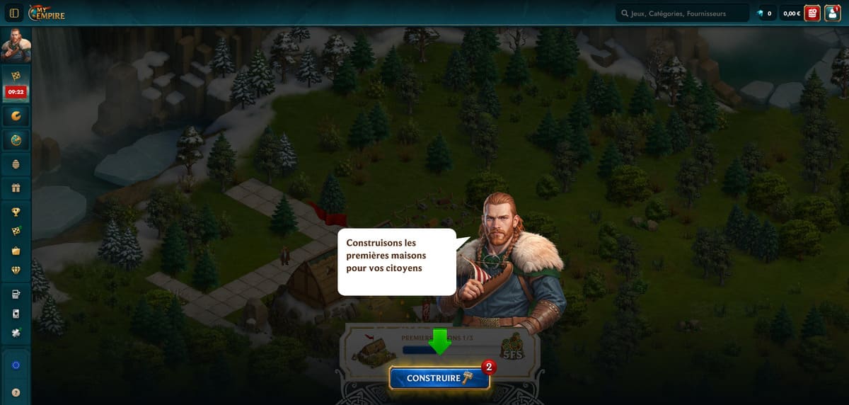 Fonctionnalité City Builder de My Empire Casino avec les bâtiments antiques débloqués par les dépôts