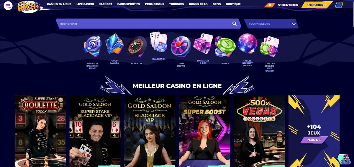 Tables de live casino sur MrPacho avec les variantes Evolution et Pragmatic Live disponibles