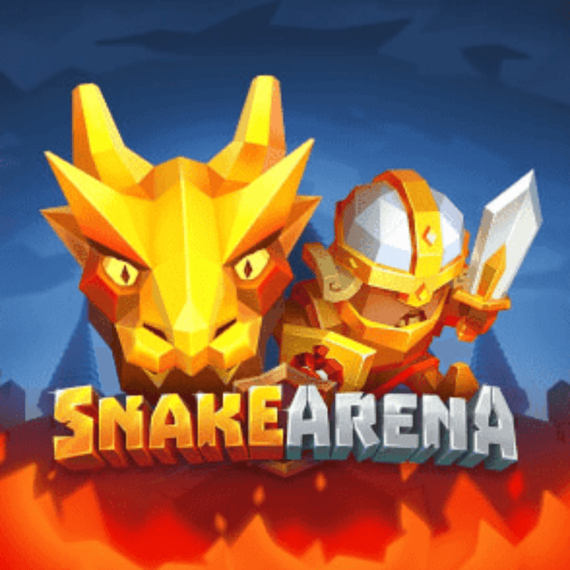 Illustration officielle de Snake Arena avec le chevalier et le serpent géant face à face dans l'arène