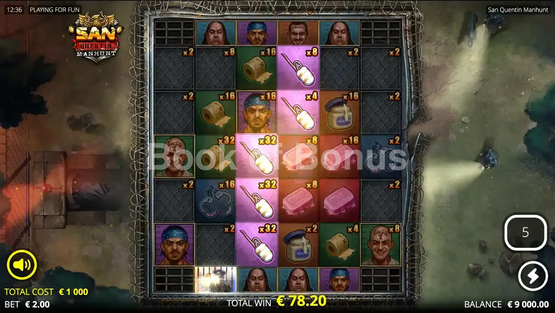 Manhunt Spins de San Quentin Manhunt avec multiplicateurs x128 sur plusieurs cellules