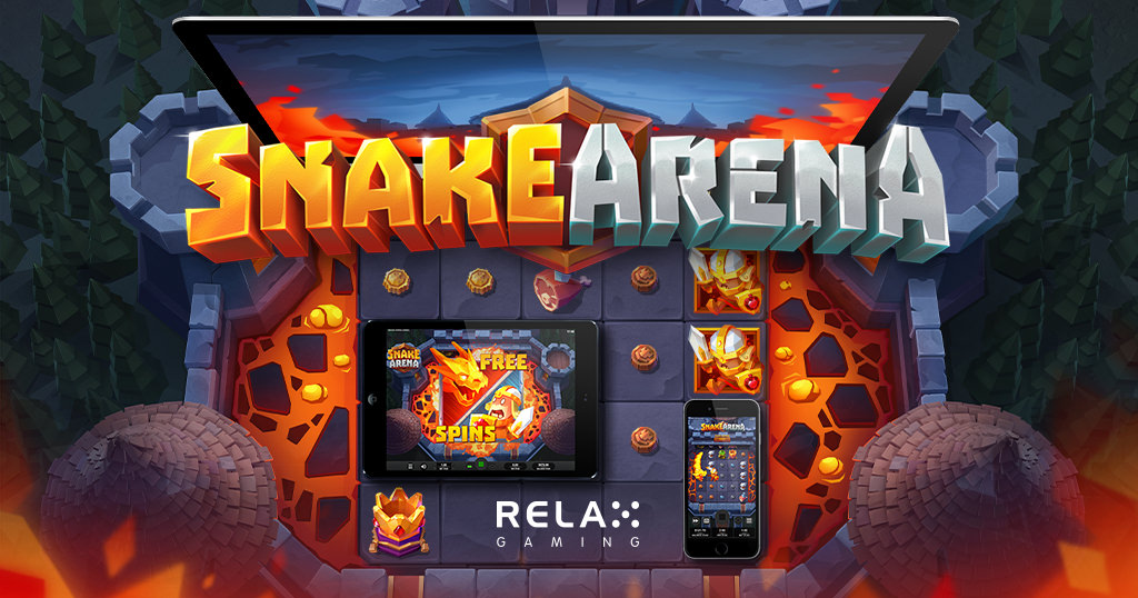 Visuel promotionnel de Snake Arena publié par Relax Gaming, chevalier et serpent en duel dans la fosse
