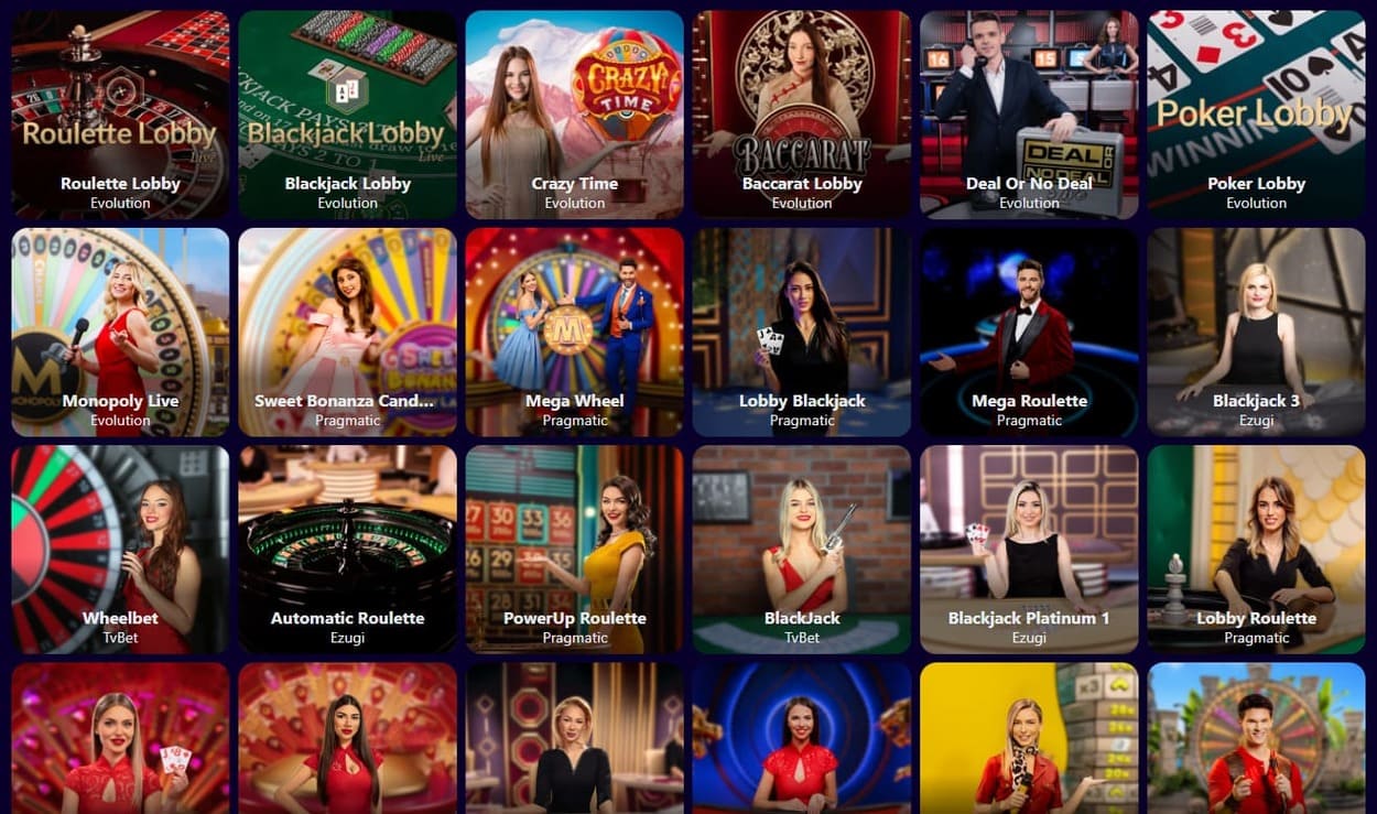 Tables live de Slottio Casino avec Evolution Gaming et roulette en direct visible à l'écran