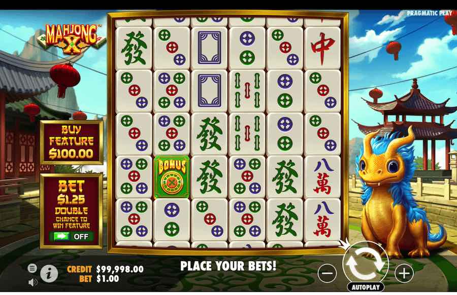 Tableau des gains de Mahjong X détaillant la valeur des tuiles et du symbole Bonus scatter