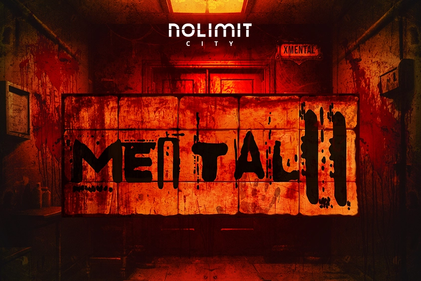 Couverture de la machine à sous Mental 2 de Nolimit City dans un asile psychiatrique désaffecté