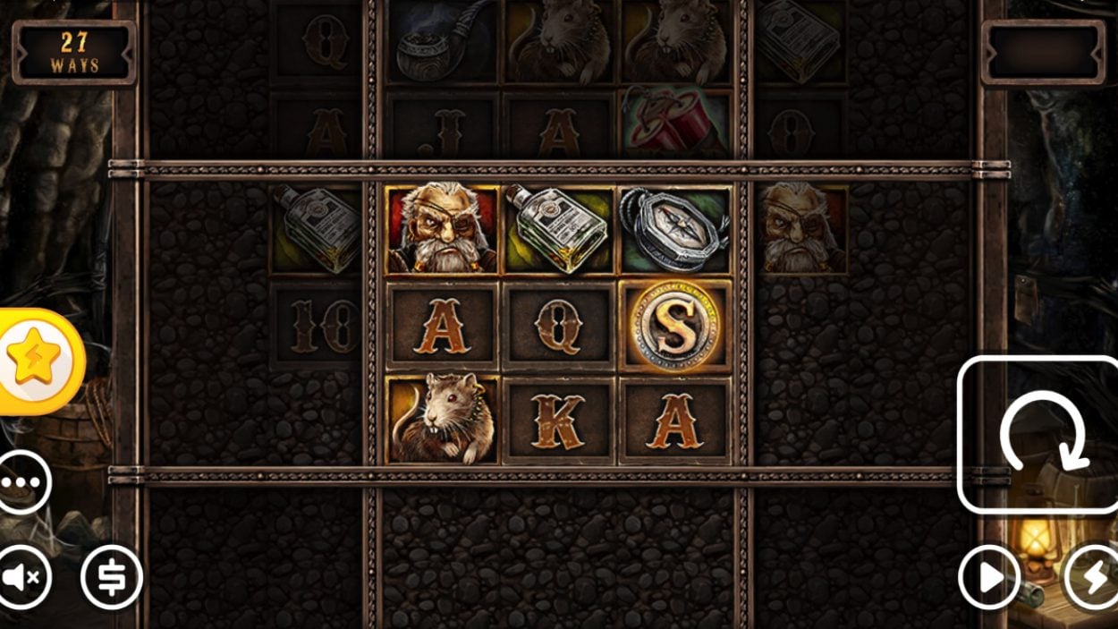 Grille de base 27 ways de Misery Mining avec le symbole Scatter et le portrait du nain mineur