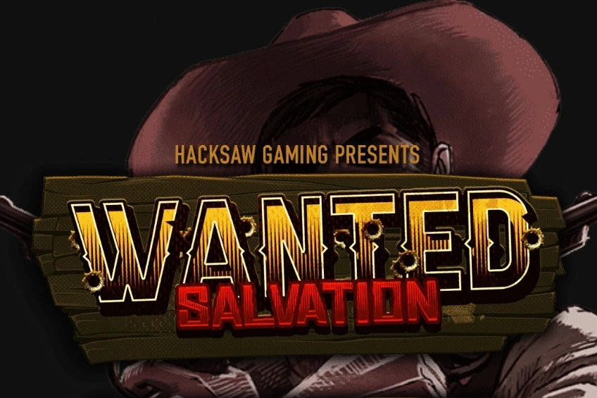 Couverture de la machine à sous Wanted Salvation de Hacksaw Gaming dans un décor de western nocturne