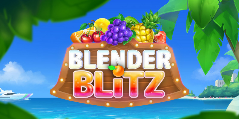 Bannière officielle de Blender Blitz avec le logo et le décor de bar tropical en fond