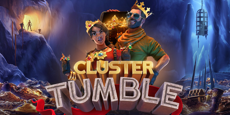 Visuel officiel de Cluster Tumble avec les deux aventuriers et le trésor doré du temple englouti