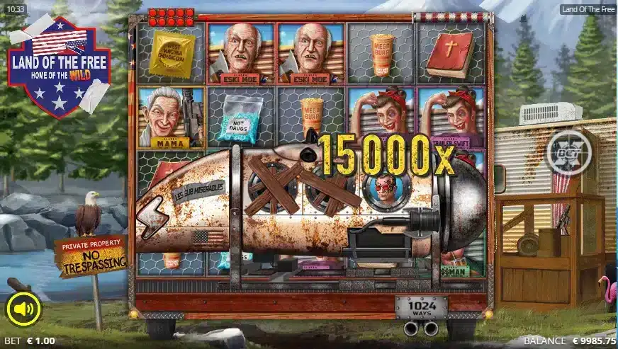 Déclenchement du Titan Spin sur Land Of The Free avec le multiplicateur xGod affiché