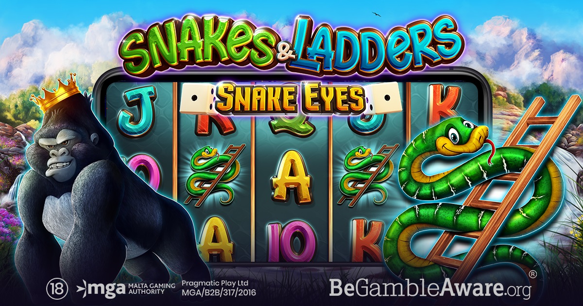 Grille 5x3 de Snakes and Ladders 2 Snake Eyes avec le Wild Dice et son multiplicateur visibles