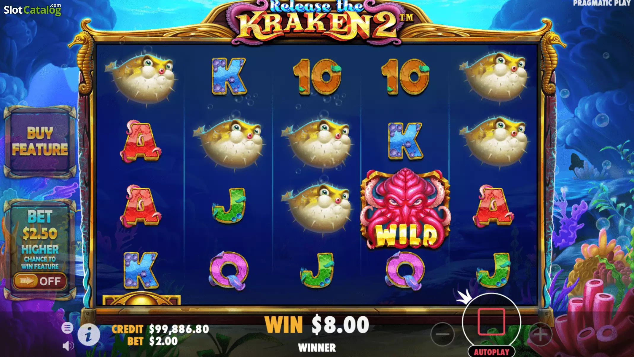 Gain multiplié sur Release the Kraken 2 pendant la fonctionnalité Guaranteed Wins