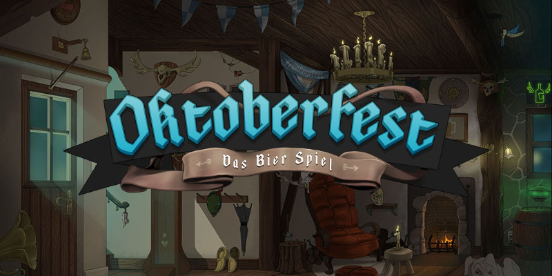 Bannière officielle d'Oktoberfest, slot Nolimit City à l'ambiance de brasserie bavaroise animée