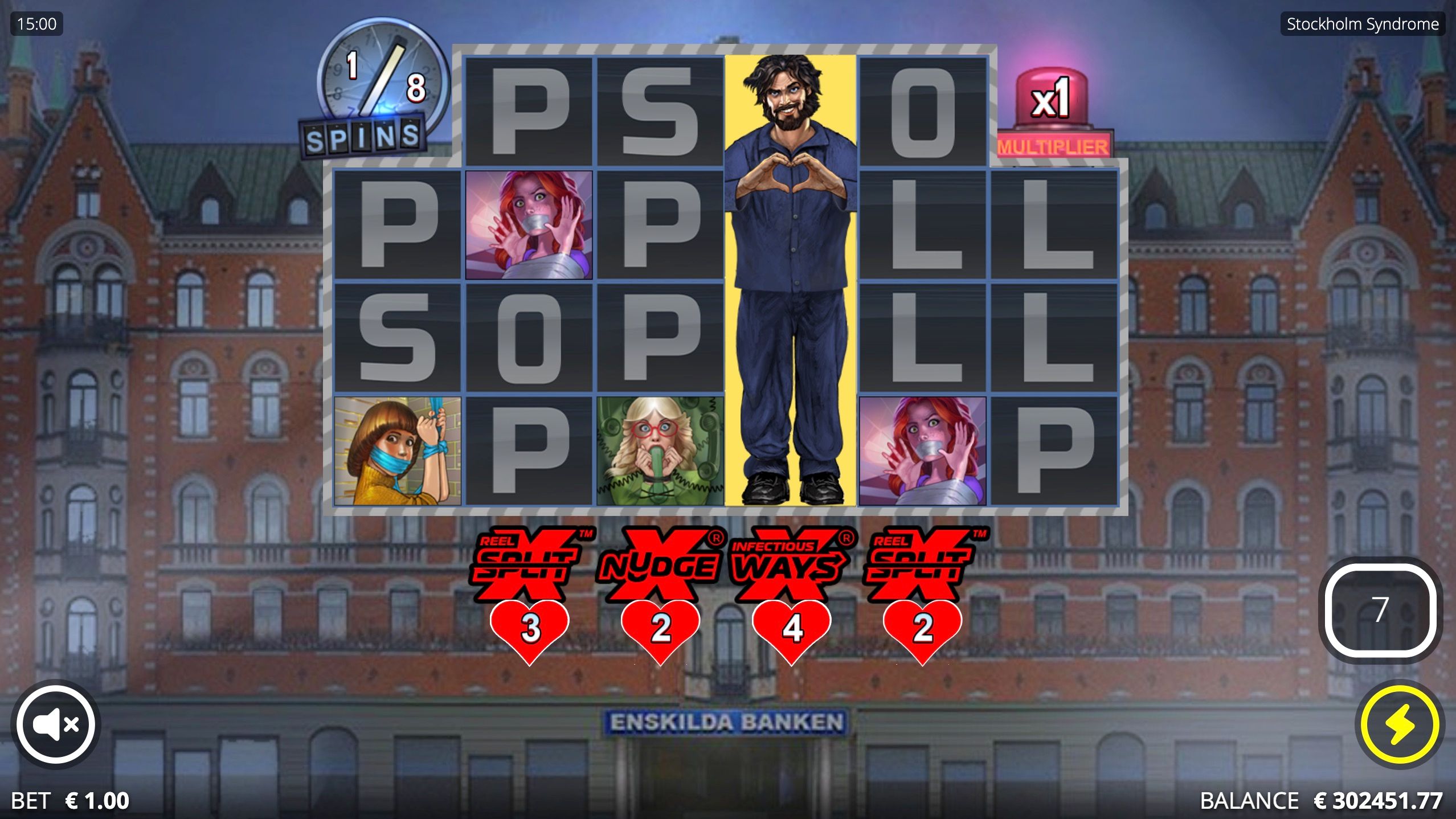 Écran des Syndrome Spins de Stockholm Syndrome sur grille élargie avec compteur de tours