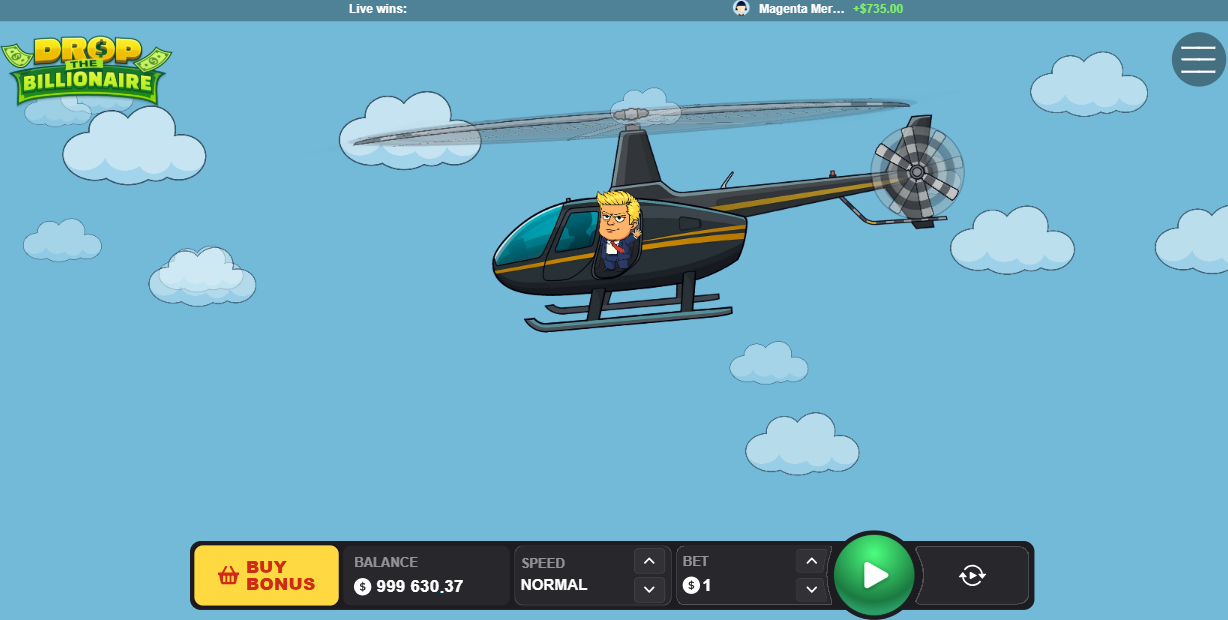 Hélicoptère obstacle de Drop The Billionaire survolant le personnage pendant sa chute en pleine partie