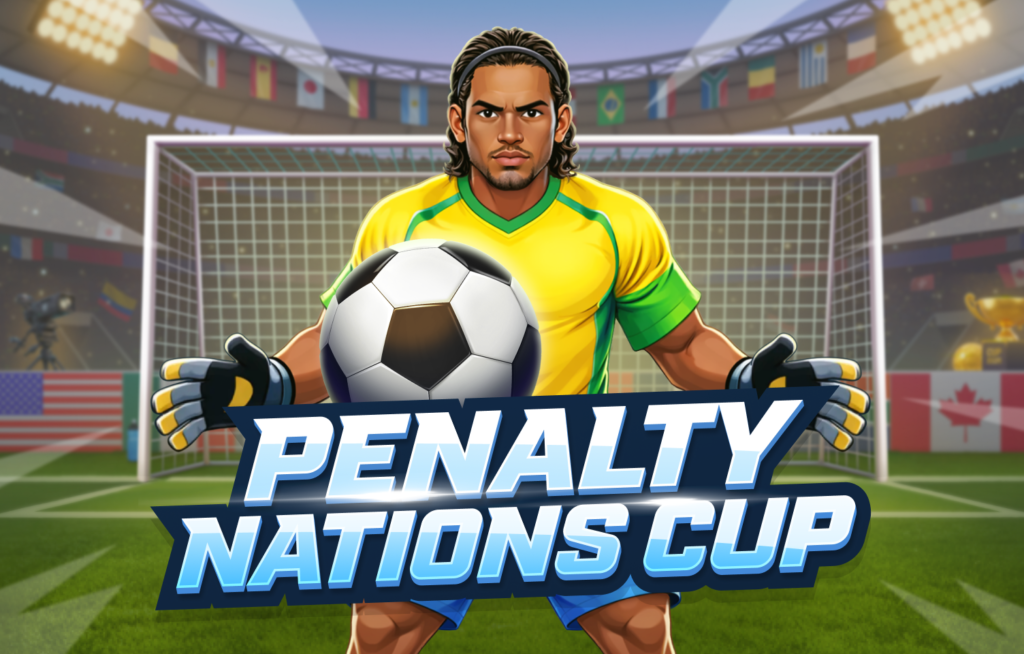 Couverture du jeu Penalty Nations Cup de InOut Games avec un tireur face au gardien lors d'une séance de tirs