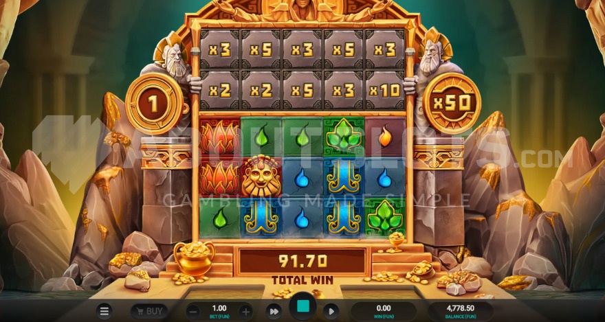 Mode Super Free Spins d'Atlantis Crush, grille modifiée et multiplicateur renforcé en cours