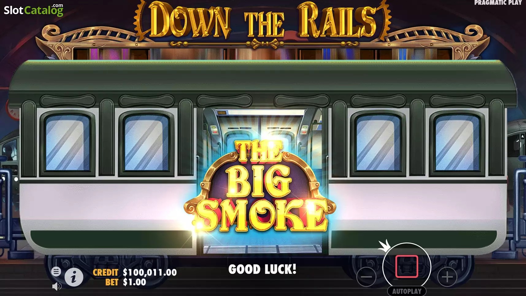 Symbole colossal 3x3 en jeu sur Down the Rails pendant le modificateur The Big Smoke