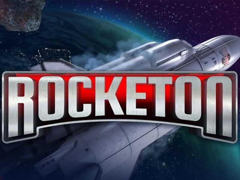 Illustration officielle de Rocketon, la fusée du crash game Galaxsys s'élançant vers l'espace