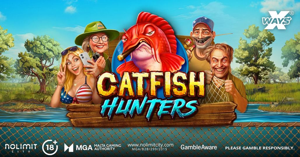Key art officiel de Catfish Hunters avec la famille de pêcheurs excentriques sur les rives du Mississippi