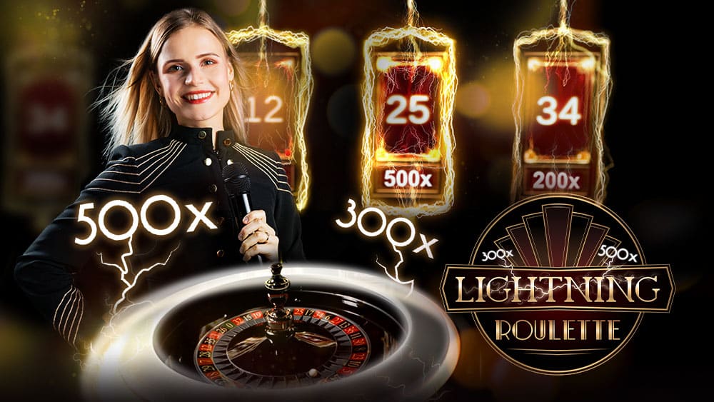 Table de Lightning Roulette d'Evolution Gaming avec numéros électrifiés par la foudre et multiplicateurs