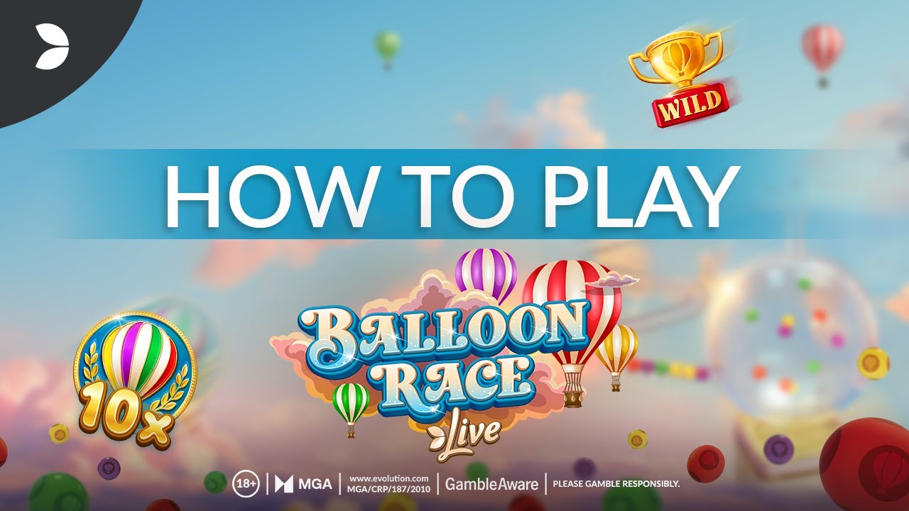 Écran tutoriel officiel de Balloon Race avec le symbole Wild Trophée et le multiplicateur 10x