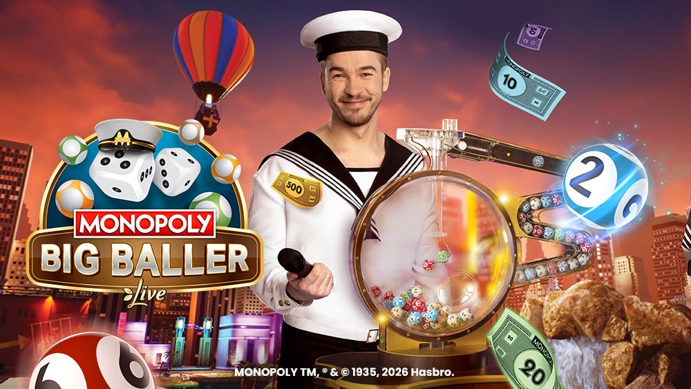 Grille de bingo de Monopoly Big Baller d'Evolution Gaming avec Mr. Monopoly et plateau 3D