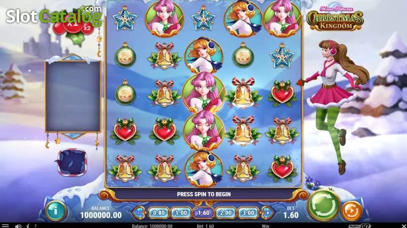 Grille 5x5 de Moon Princess: Christmas Kingdom pendant une cascade de symboles hivernaux