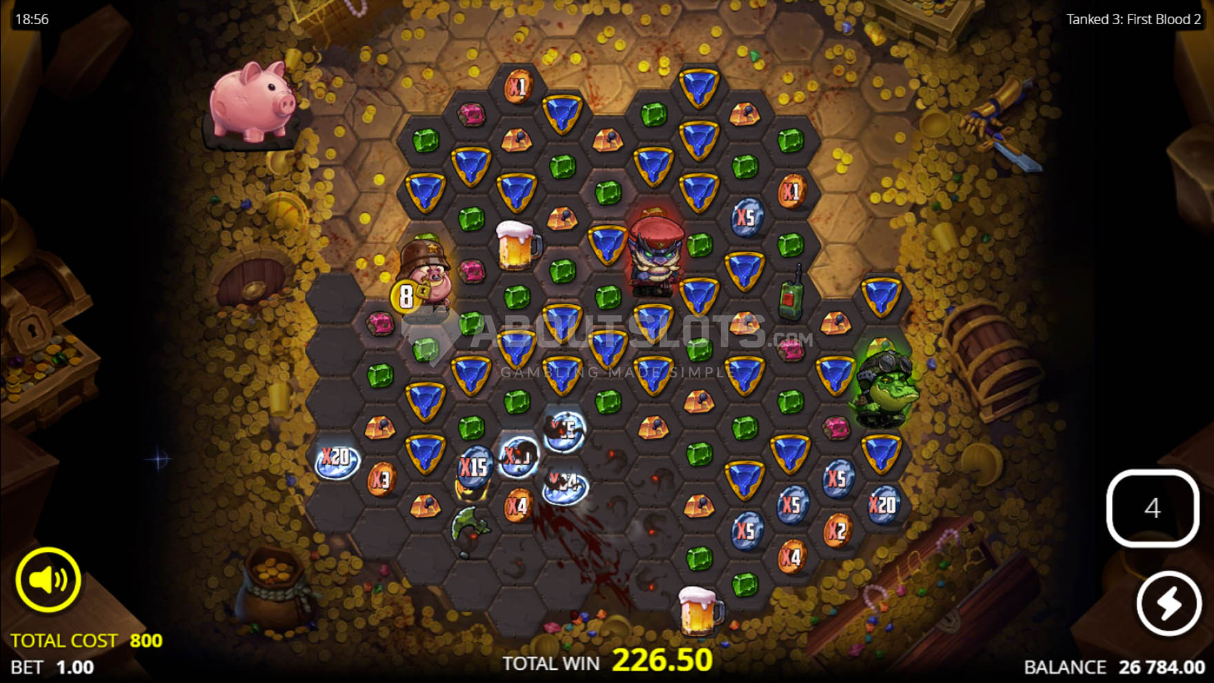 Écran du mode The Dead Pay Well sur Tanked 3: First Blood 2 avec pièces transférables entre personnages