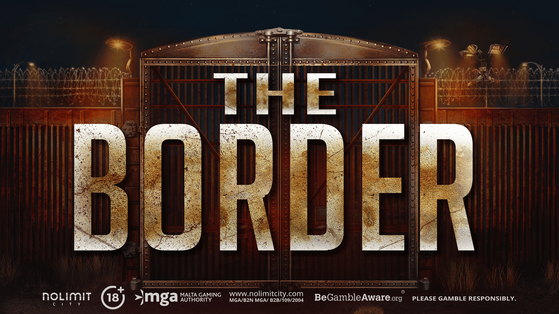 Artwork officiel de The Border montrant l'ambiance désertique et frontalière du jeu Nolimit City