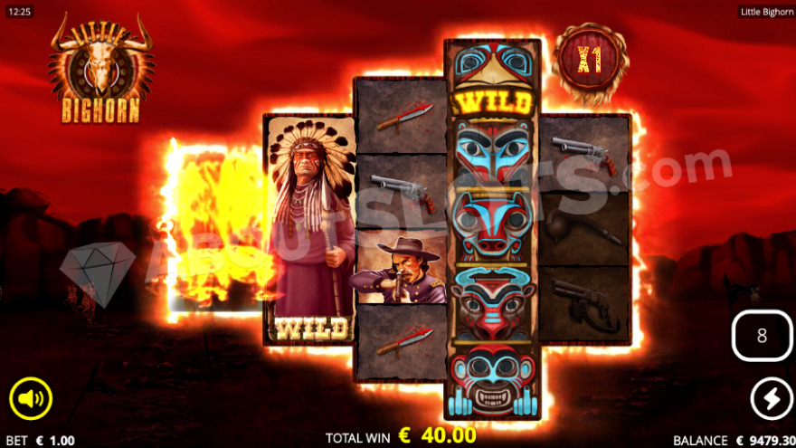Écran des Spirit Call Free Spins sur Little Bighorn avec le compteur de tours gratuits visible