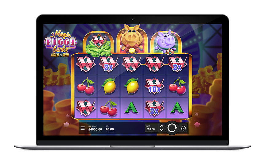 Aperçu multi écrans de 3 Magic Piggy Banks Hold & Win sur desktop avec les trois tirelires visibles