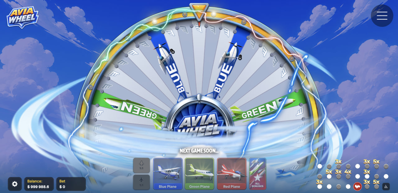 Écran de roue en action sur Avia Wheel avec le multiplicateur affiché après le lancement