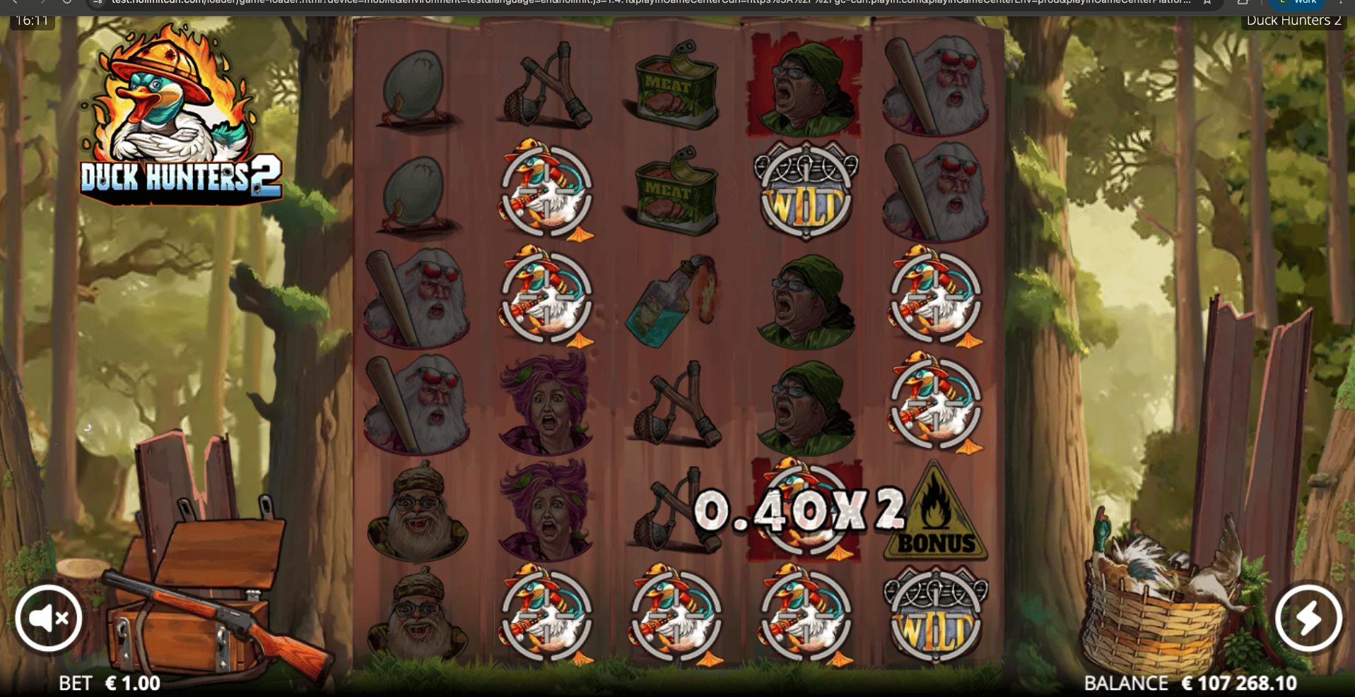 Écran de Free Spins de Duck Hunters 2 avec les multiplicateurs de position affichés sur plusieurs cases de la grille